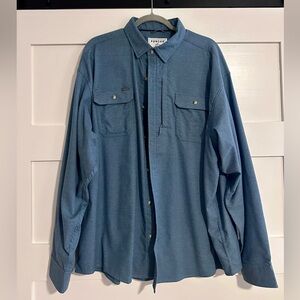 Poncho Men's Casual Button-Down flannel Shirt - Dusty Blue